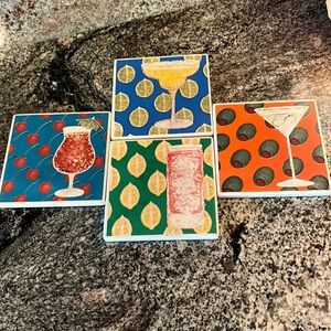 Set of 4 NEW ceramic cocktail coasters